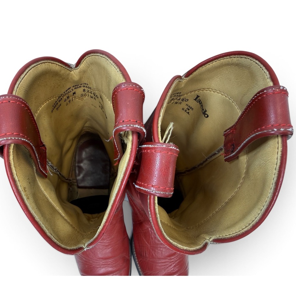 Laredo Western Cowboy Boots Womens Size 6.5 Smooth Red Leather Round Toe Pull On - Picture 9 of 10